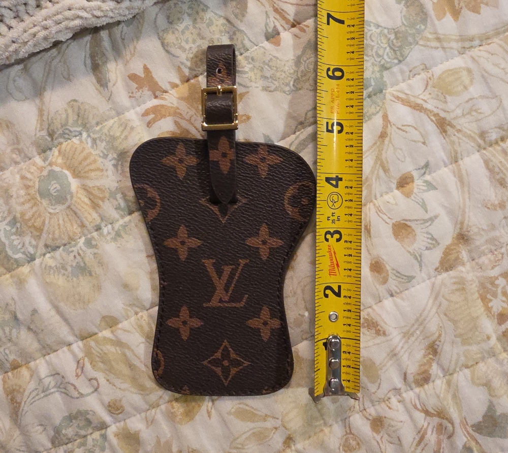 Louis Vuitton Brown Monogram Luggage Tag with Gold Buckle